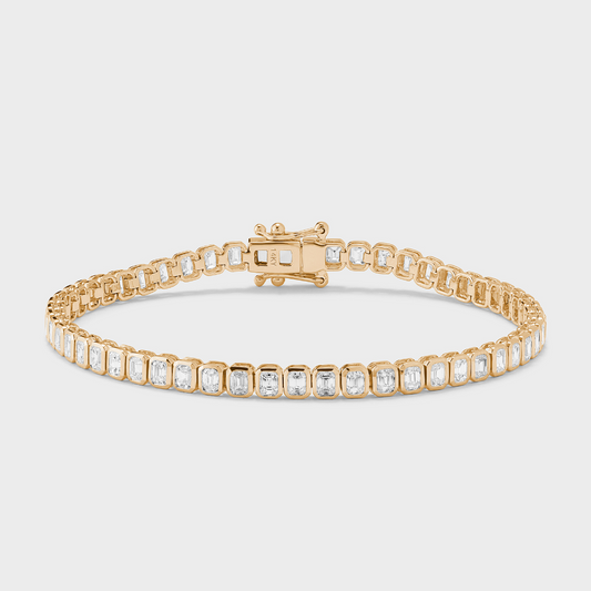 Bezel Set Emerald Cut Tennis Bracelet