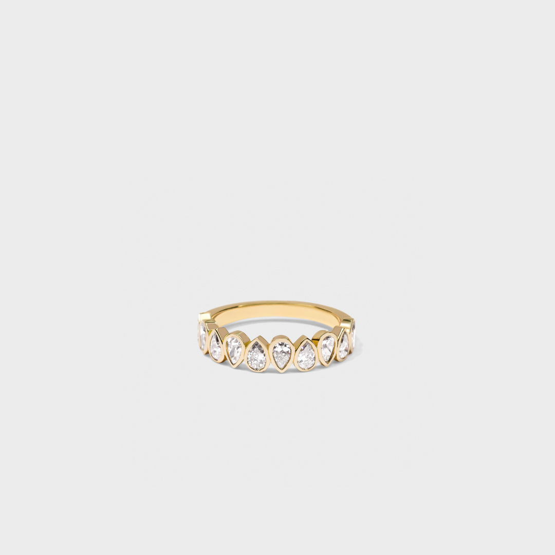 Bezel Set Pear Shape Band