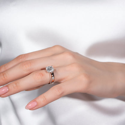 Bold Inlay Emerald Cut Diamond Band