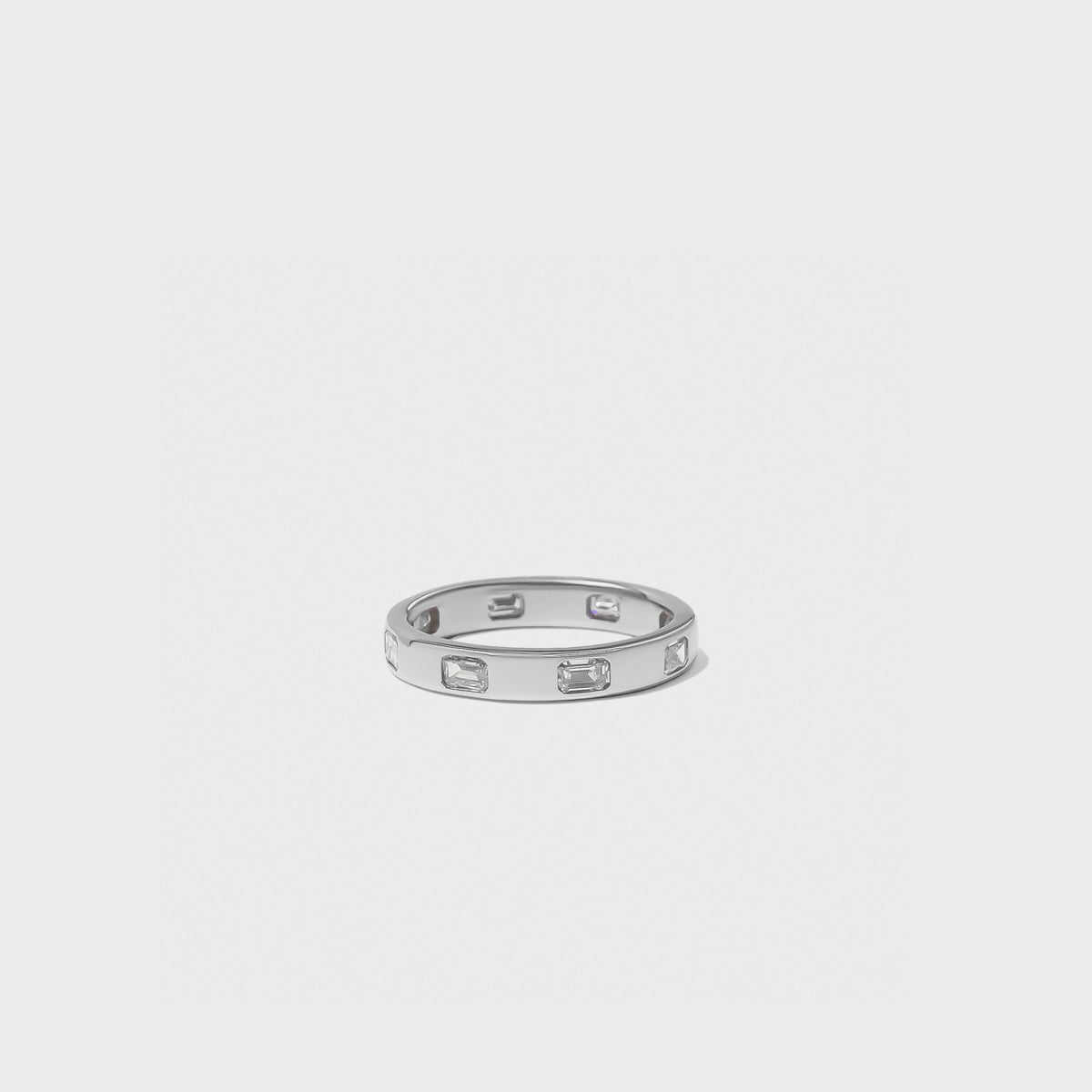Bold Inlay Emerald Cut Diamond Band