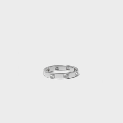 Bold Inlay Emerald Cut Diamond Band
