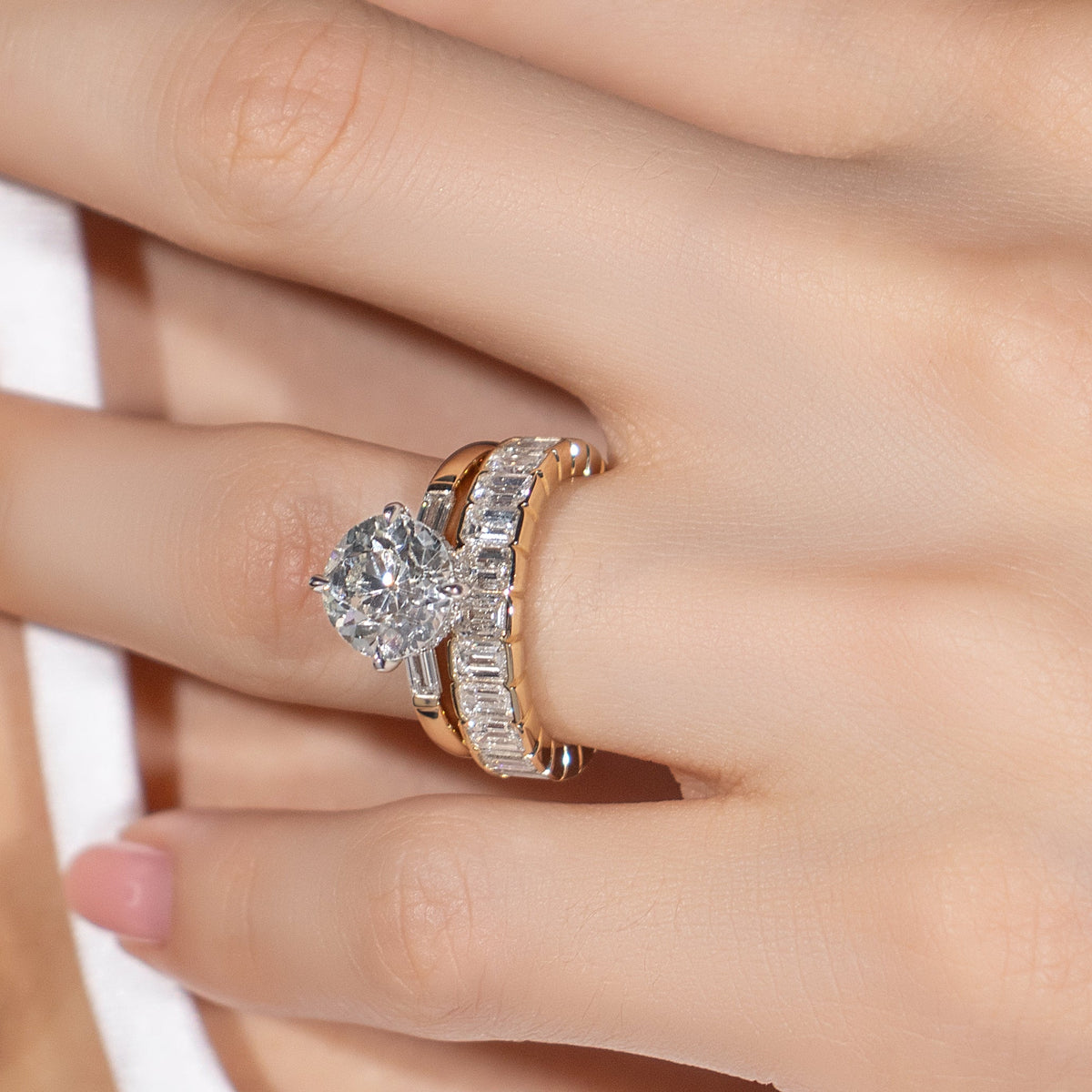 Half Bezel Emerald Cut Band