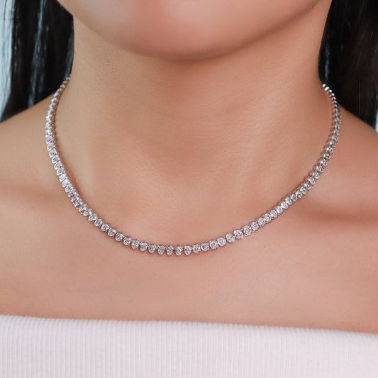 Bezel Set Oval Tennis Necklace