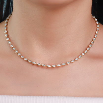 Bezel Set Marquise Tennis Necklace