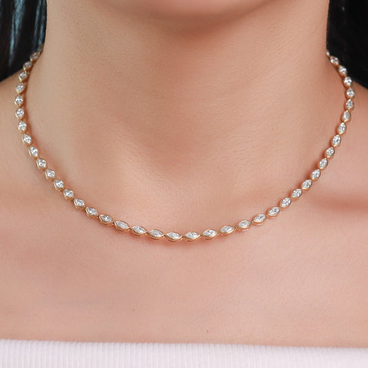 Bezel Set Marquise Tennis Necklace