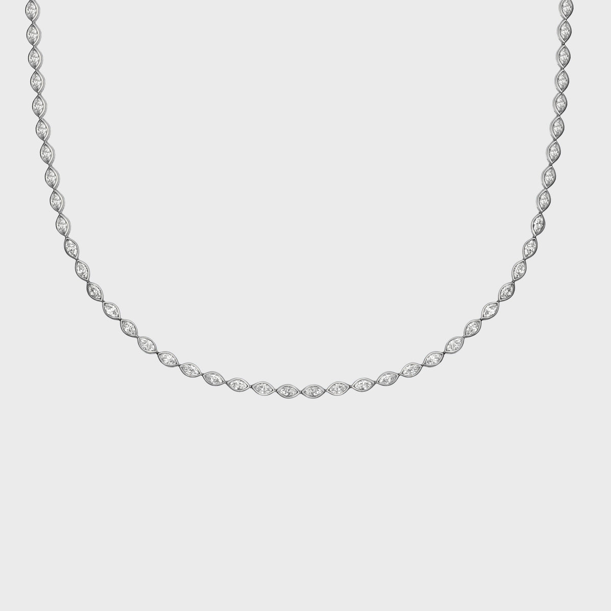 Bezel Set Marquise Tennis Necklace