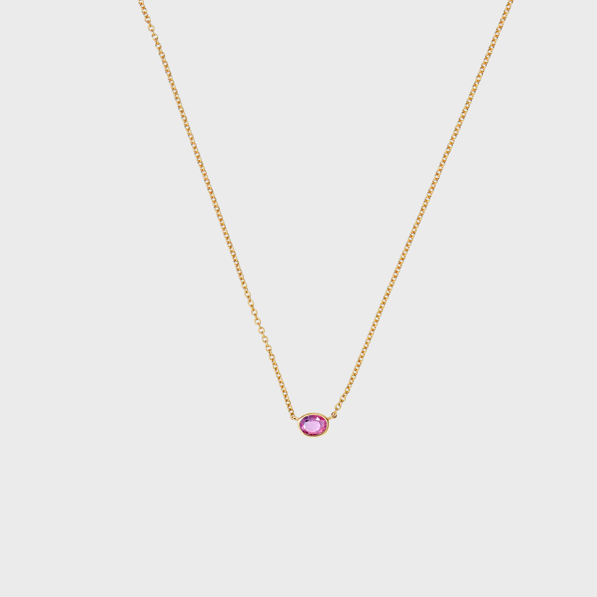 Gemstone Bezel Set Oval Necklace