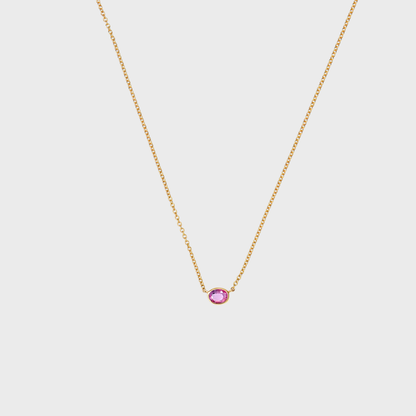 Gemstone Bezel Set Oval Necklace