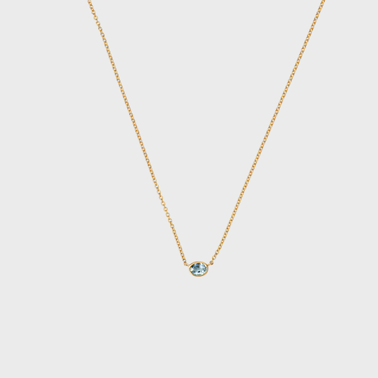 Gemstone Bezel Set Oval Necklace