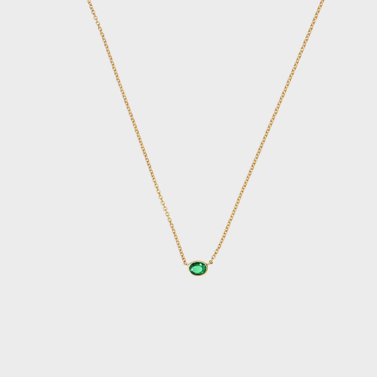 Gemstone Bezel Set Oval Necklace