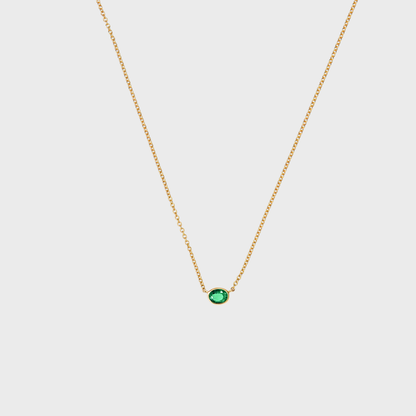 Gemstone Bezel Set Oval Necklace