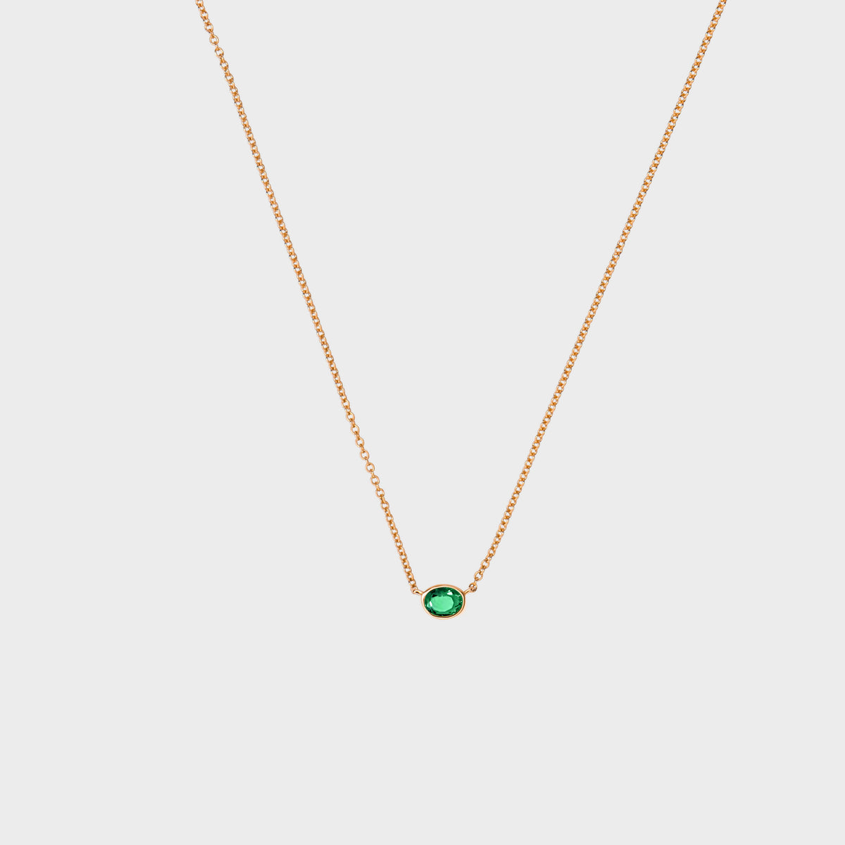 Gemstone Bezel Set Oval Necklace