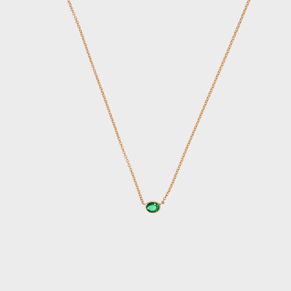 Gemstone Bezel Set Oval Necklace