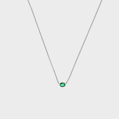 Gemstone Bezel Set Oval Necklace