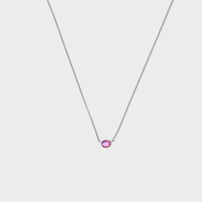 Gemstone Bezel Set Oval Necklace