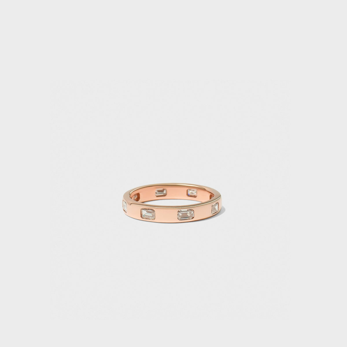 Bold Inlay Emerald Cut Diamond Band