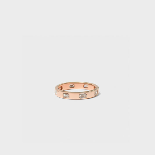 Bold Inlay Emerald Cut Diamond Band