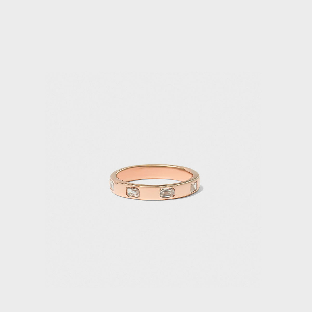 Bold Inlay Emerald Cut Diamond Band