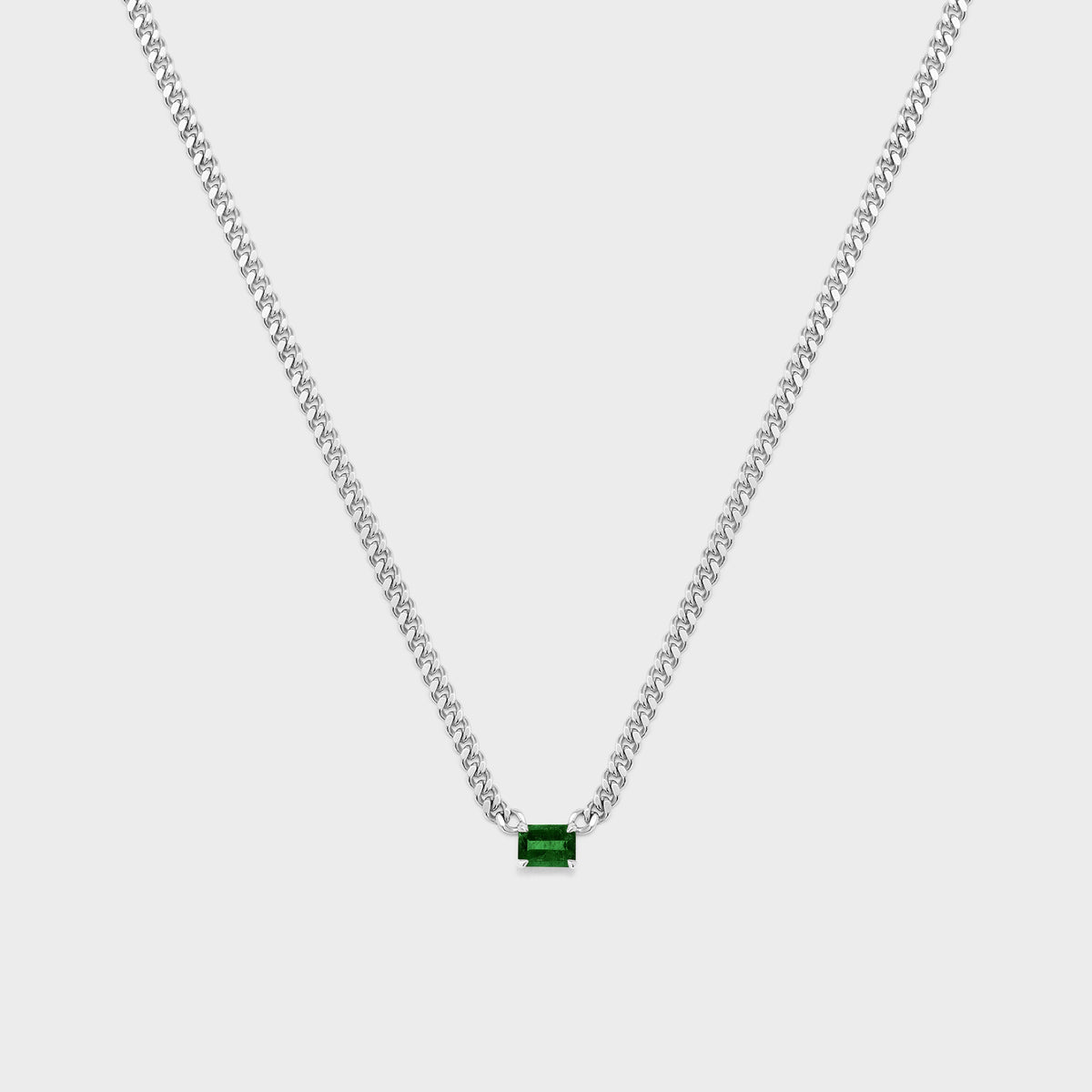 Gemstone Emerald Cut Chelsea Chain Necklace