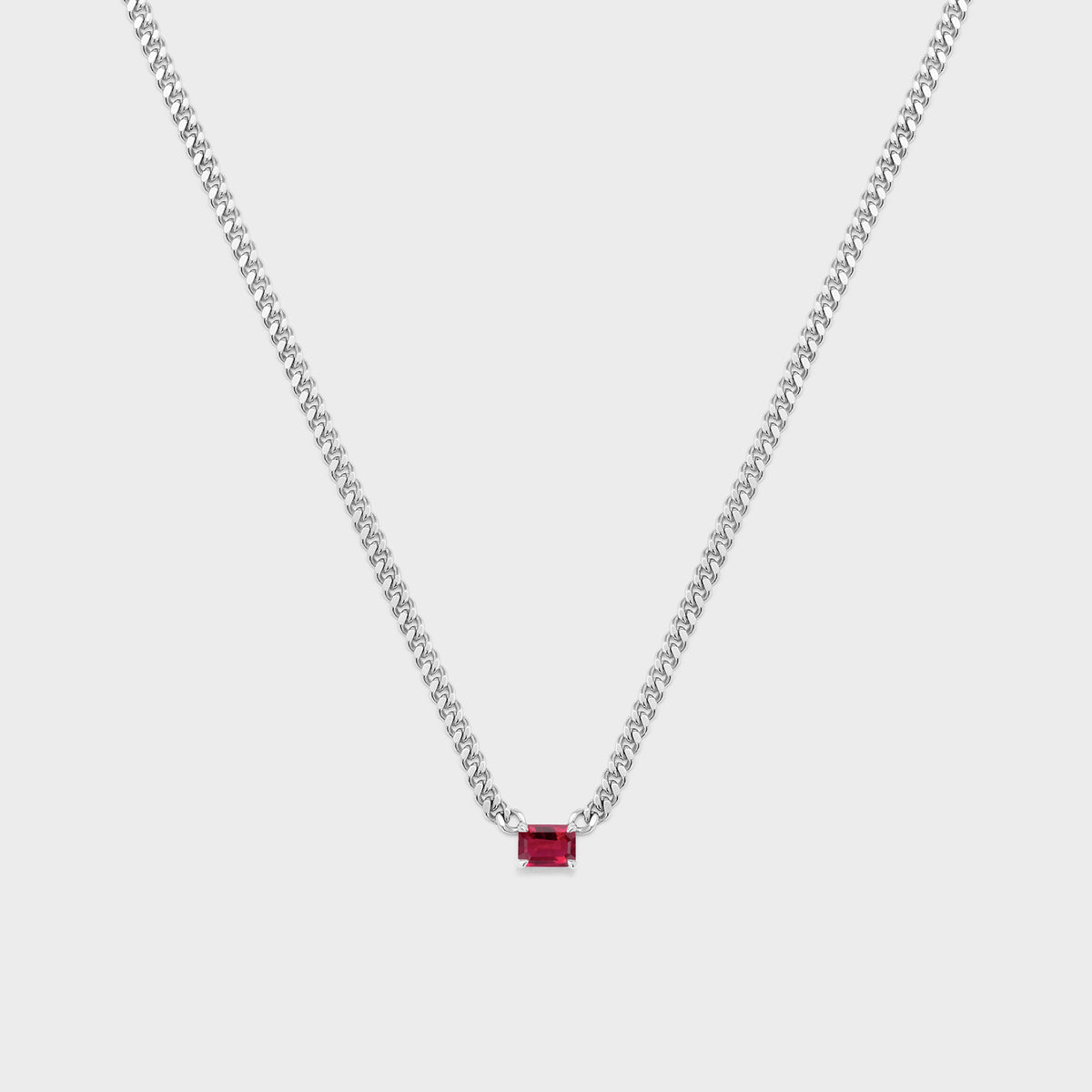 Gemstone Emerald Cut Chelsea Chain Necklace