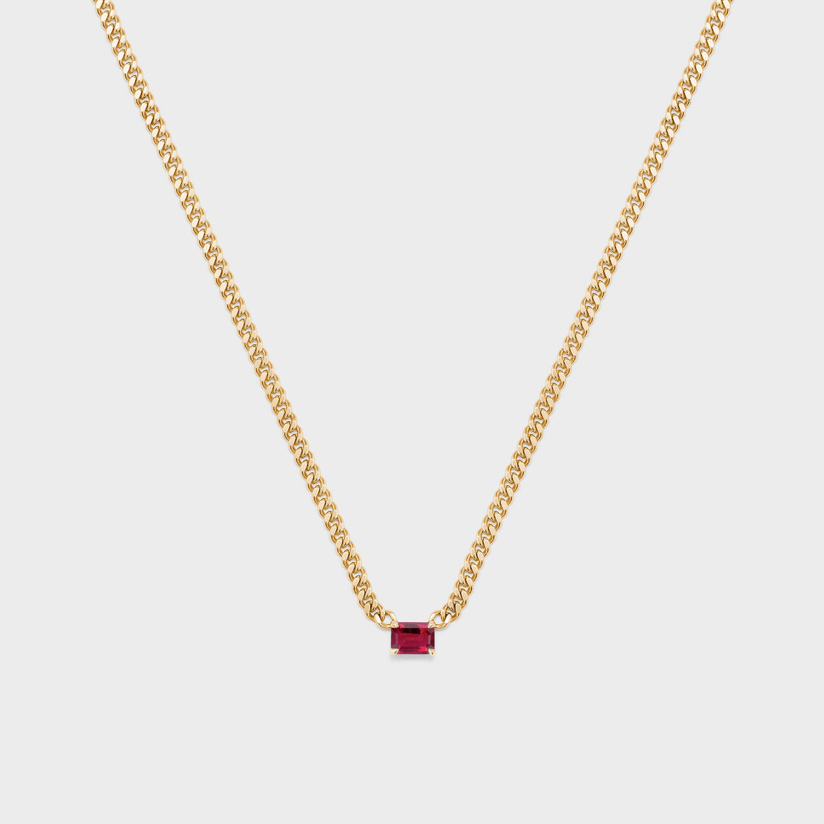Gemstone Emerald Cut Chelsea Chain Necklace