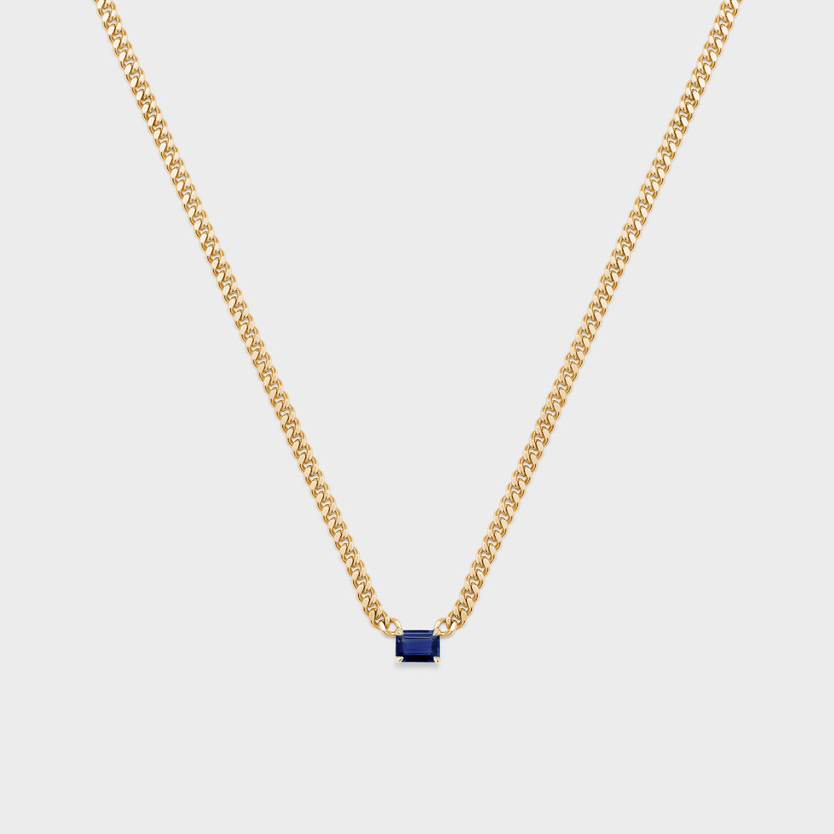 Gemstone Emerald Cut Chelsea Chain Necklace