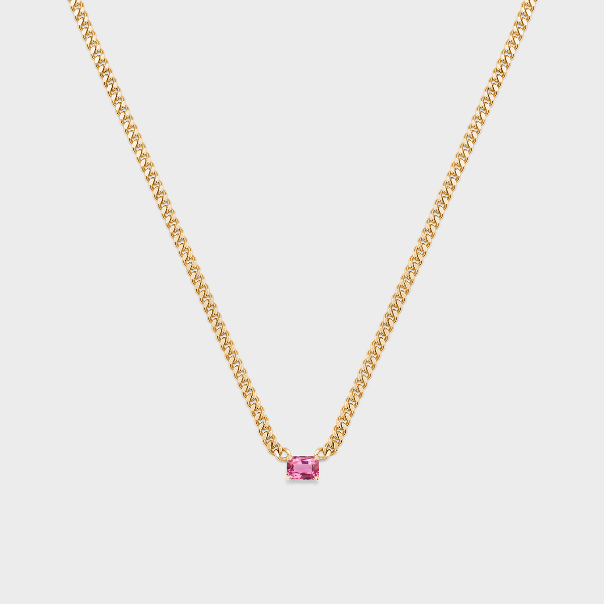 Gemstone Emerald Cut Chelsea Chain Necklace