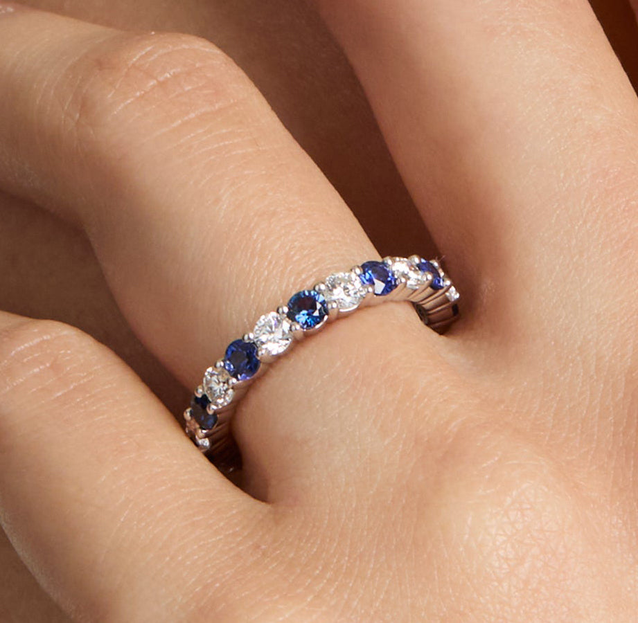 Sapphire Gemstone & Diamond Band