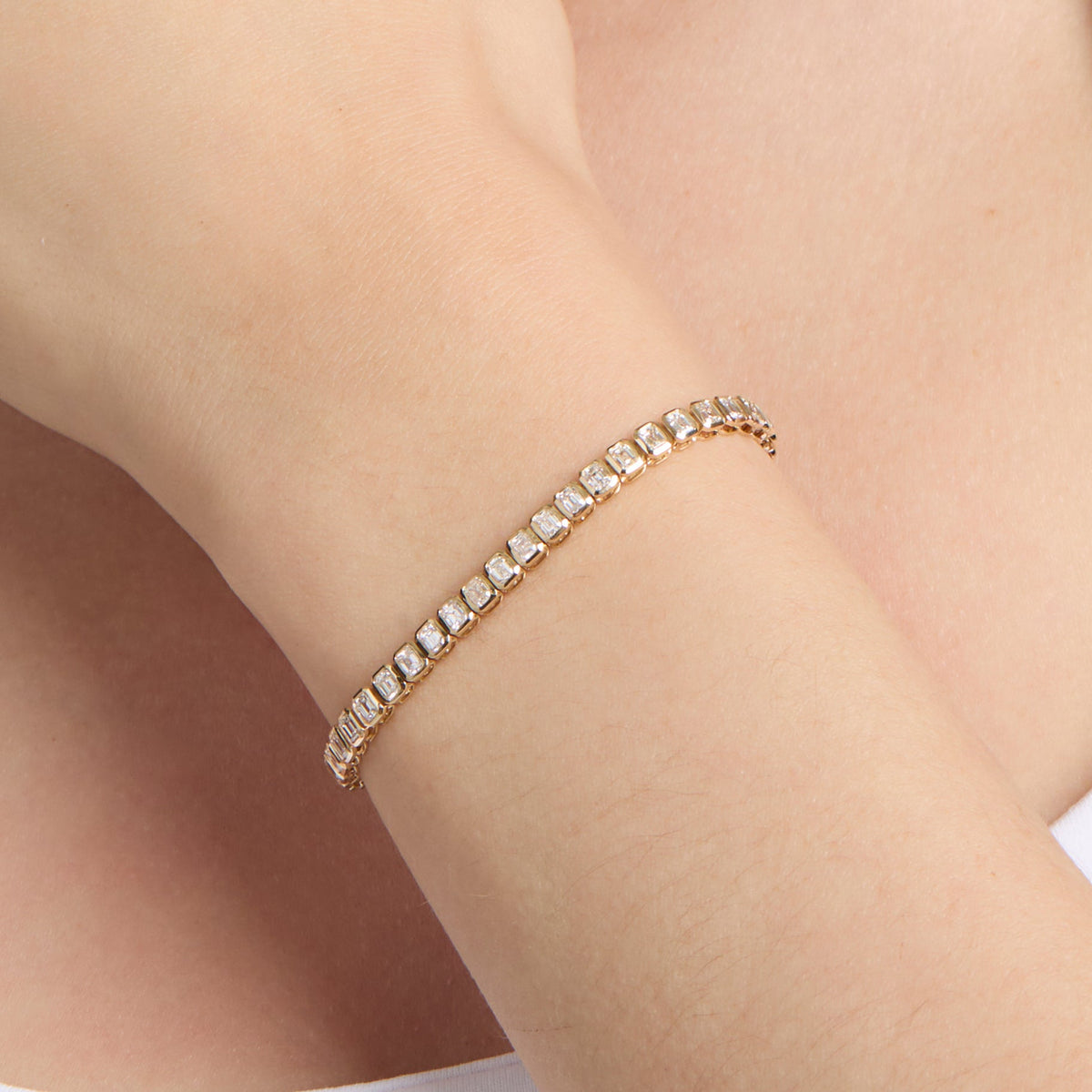 Bezel Set Emerald Cut Tennis Bracelet