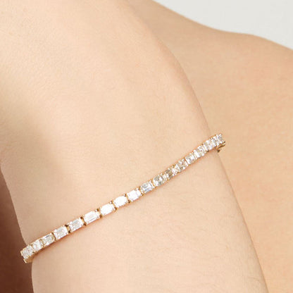 East West Emerald Cut Tennis Bracelet