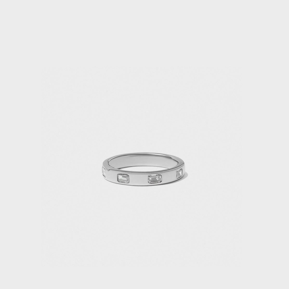 Bold Inlay Emerald Cut Diamond Band