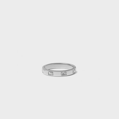 Bold Inlay Emerald Cut Diamond Band