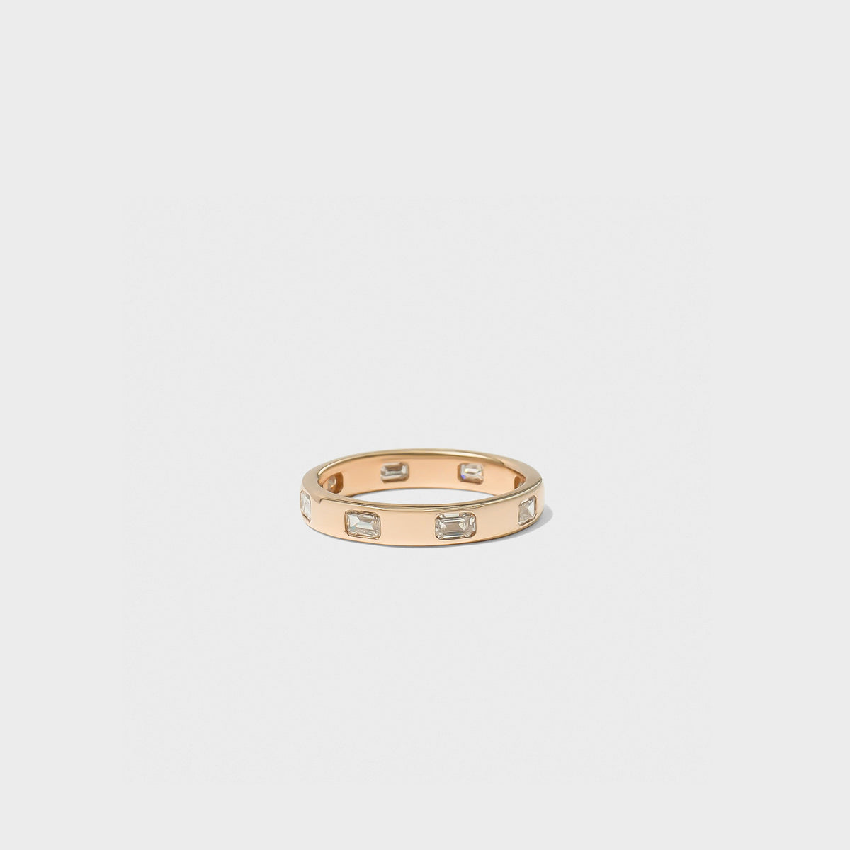 Bold Inlay Emerald Cut Diamond Band