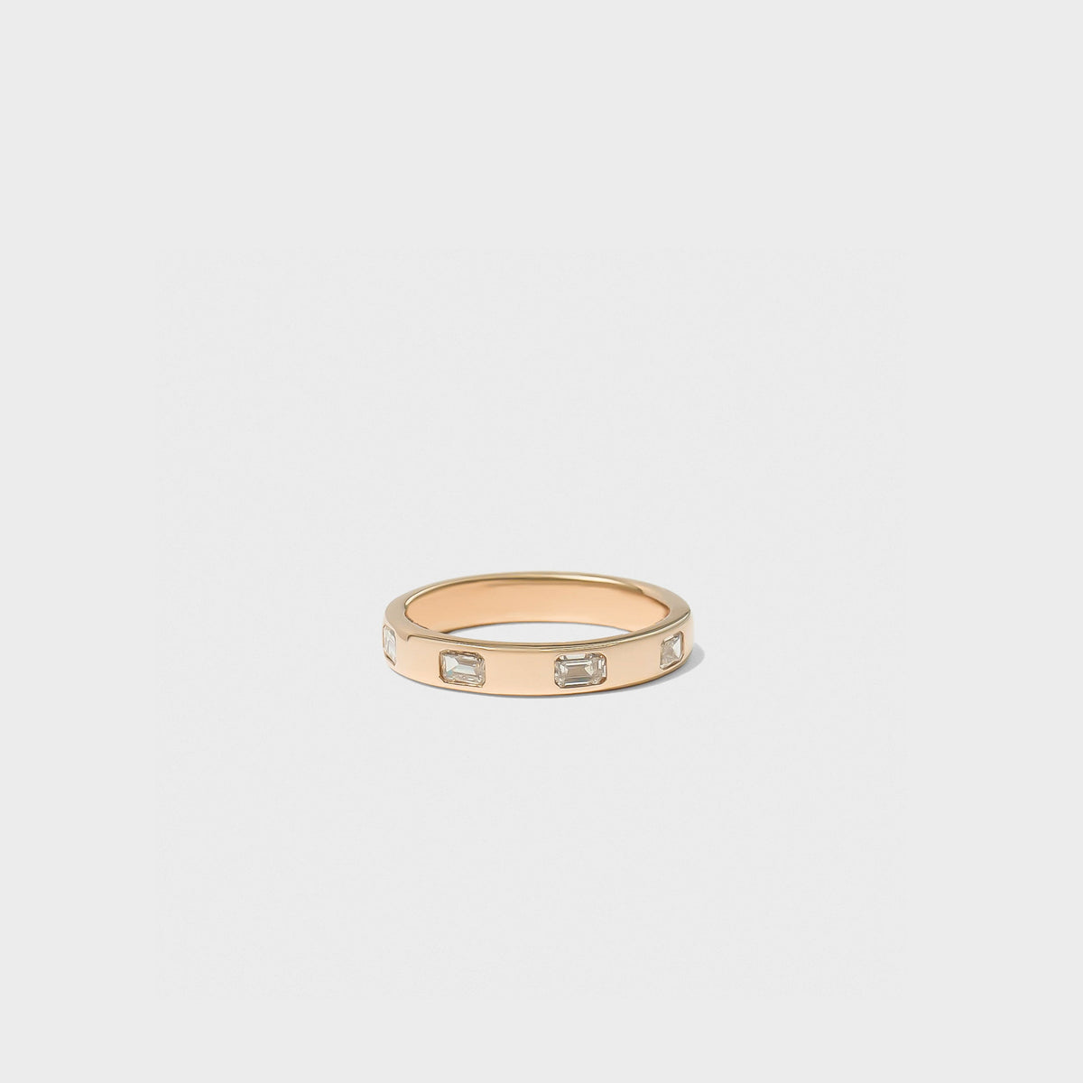 Bold Inlay Emerald Cut Diamond Band