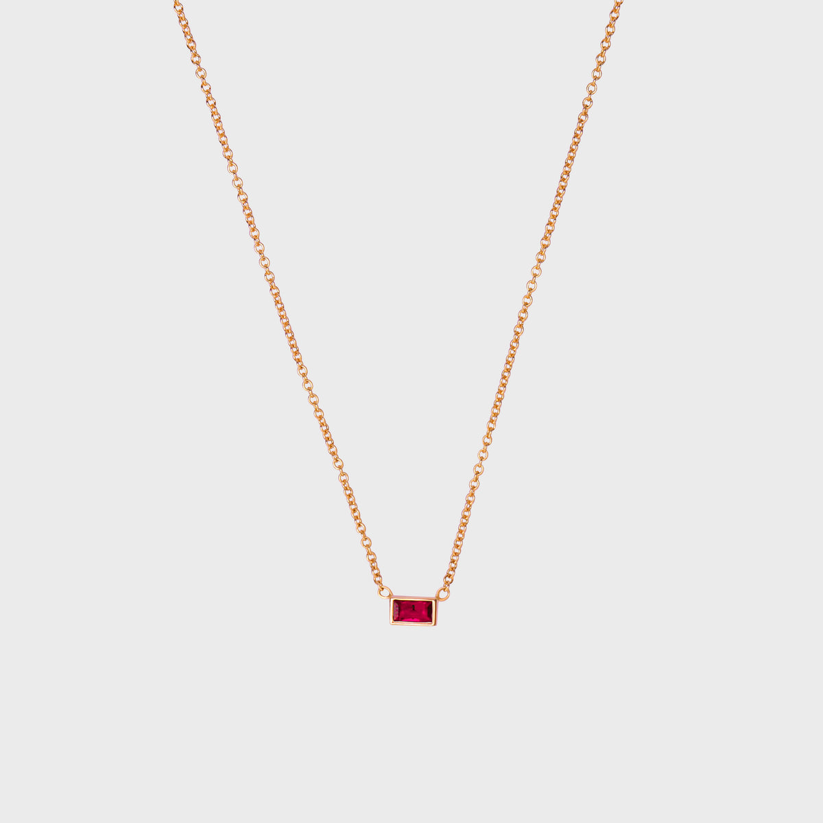 Gemstone Baguette Bezel Necklace
