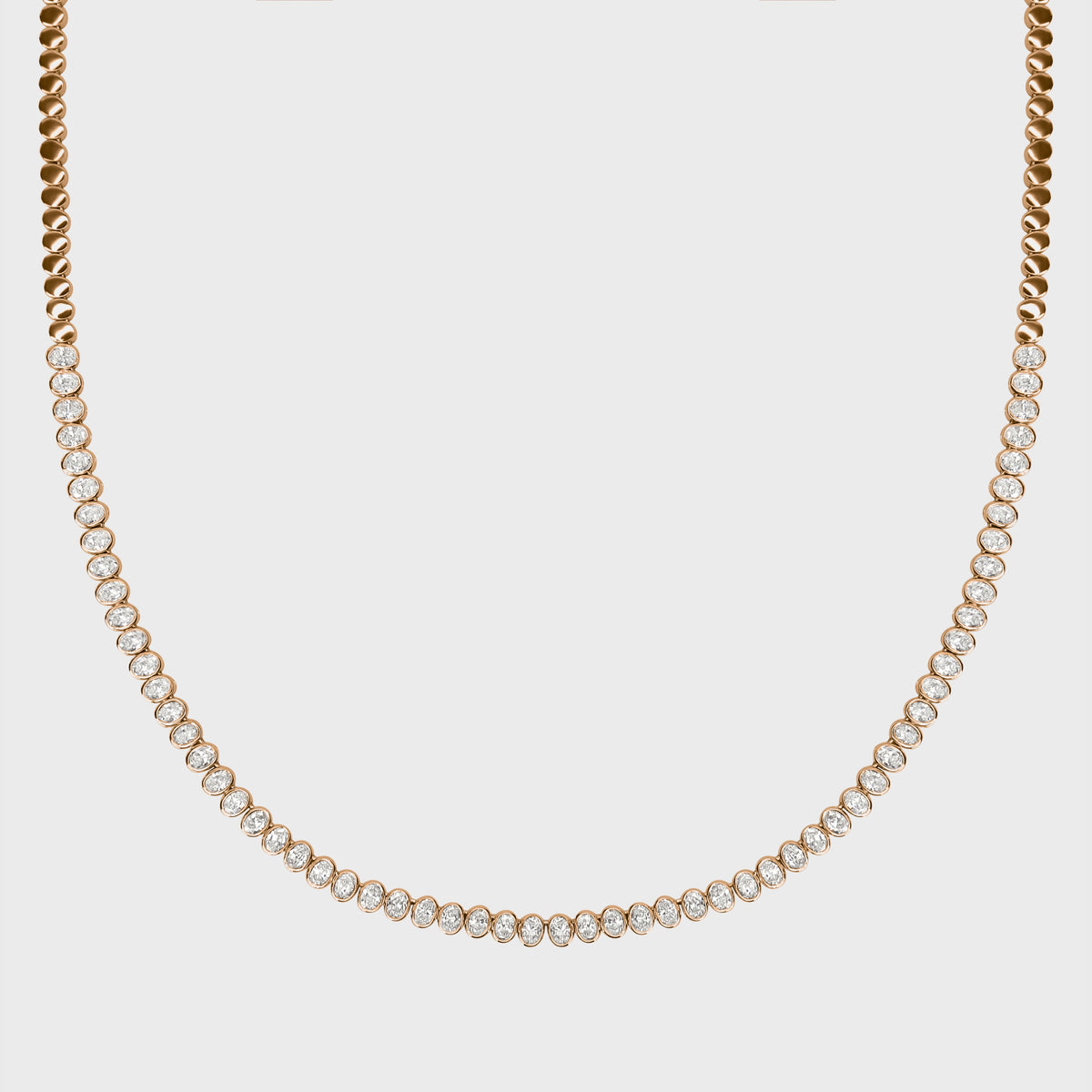 Bezel Set Oval Tennis Necklace