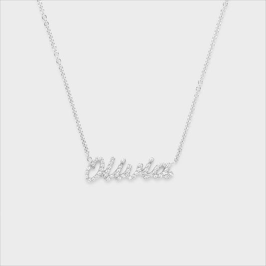 Pave Diamond Script Necklace
