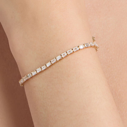 East West Emerald Cut Tennis Bracelet